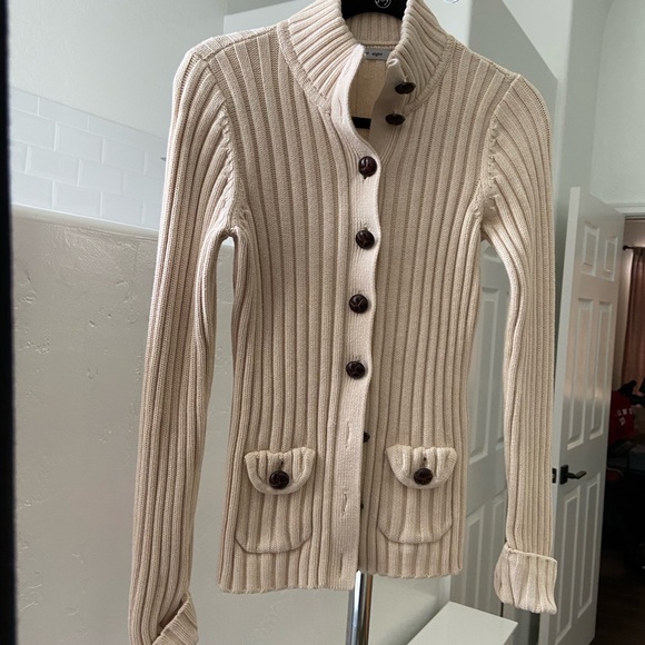 Cream chunky cardigan sweater - size small - Picture 2 of 8